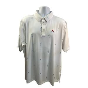 Johnnie-O Martini Glass Shirt Mens 2XL White Golf Polo Lake Toxaway Crest